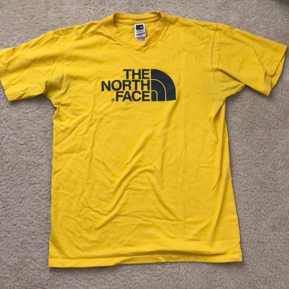 mens yellow north face t shirt